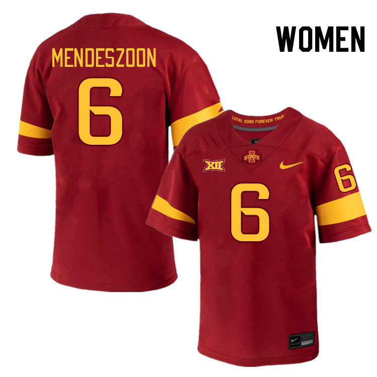 Women #6 Myles Mendeszoon Iowa State Cyclones College Football Jerseys Stitched-Cardinal